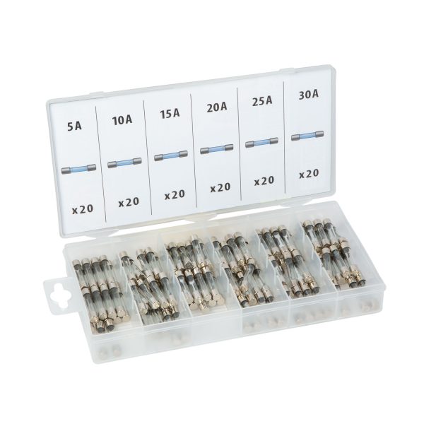 Üveg biztosíték készlet tárolódobozban - 120 db - 5-30A    MNC 05714