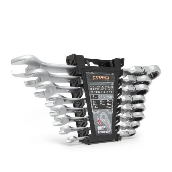 Racsnis csillag-villáskulcs készlet - 8,10,13,14,15,17,19, 21 mm - flexibilis fejjel    Handy 10870