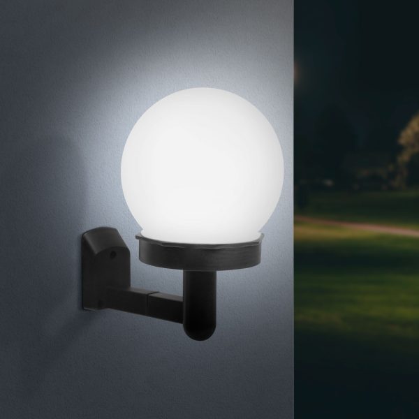 LED-es szolár fali lámpa - hidegfehér - fekete - műanyag    Garden of Eden 11710