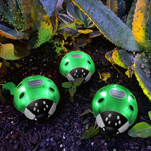Szolár katicabogár - zöld - 14,5 x 12 x 6 cm - 6 melegfehér LED    Garden of Eden 11764B