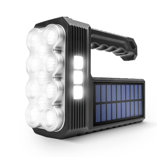 Szolár COB LED zseblámpa - munkalámpa funkcióval - 1200 mAh - MicroUSB - 1000 lumen - IP55    Phenom 18581