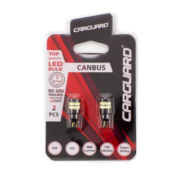 Autós LED - CAN129 - T10 (W5W) - 360 lm - can-bus - SMD 5W - 2 db / bliszter    Carguard 50776