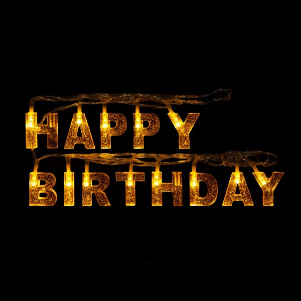 Születésnapi LED-es fényfüzér - "Happy Birthday" - 13 LED - 2 x AA - 2 m    Family 56529B