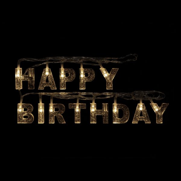 Születésnapi LED-es fényfüzér - "Happy Birthday" - 13 LED - 2 x AA - 2 m    Family 56529C