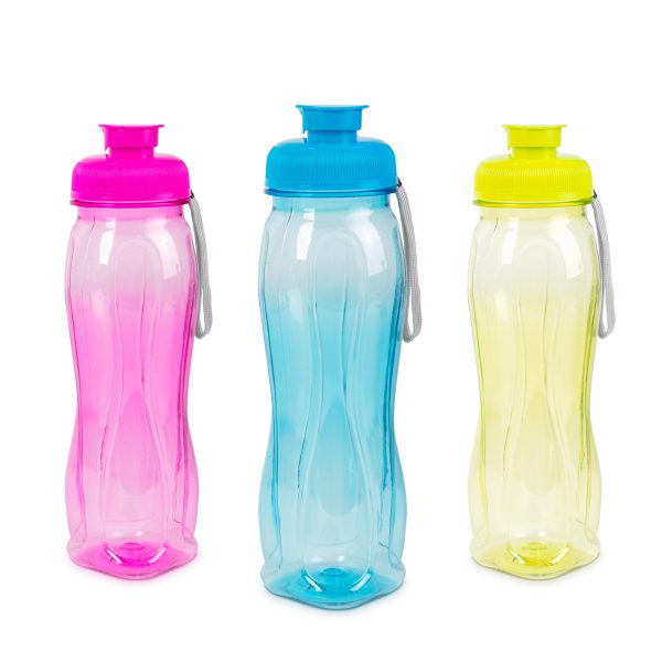 Sport kulacs - műanyag, átlátszó - 750 ml - 3 színben    Family 57213