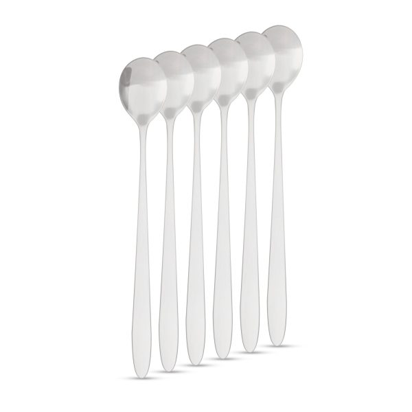 Rozsdamentes acél kávéskanál / latte macchiato kanál - 186 x 30 mm - 6 db / csomag    Family 57578