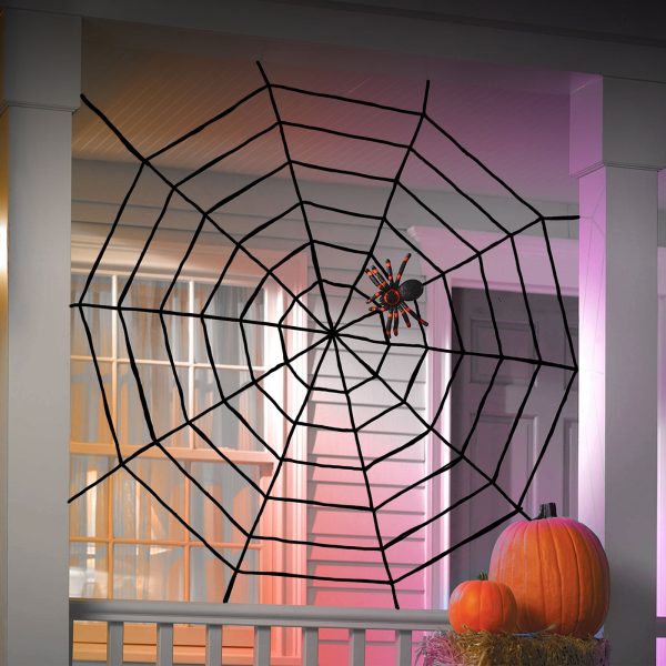 Plüss pókháló - halloween-i dekoráció - 200 cm - fekete    Family 58102