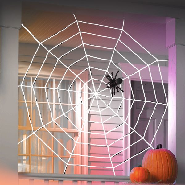 Pókháló és pók - fehér - halloween-i - 130 x 130 cm    Family 58143