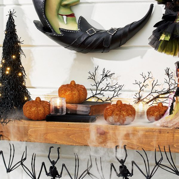 Halloween-i tök dekoráció - 5,2 cm - habszivacs - glitteres - 4 db / csomag    Family 58188