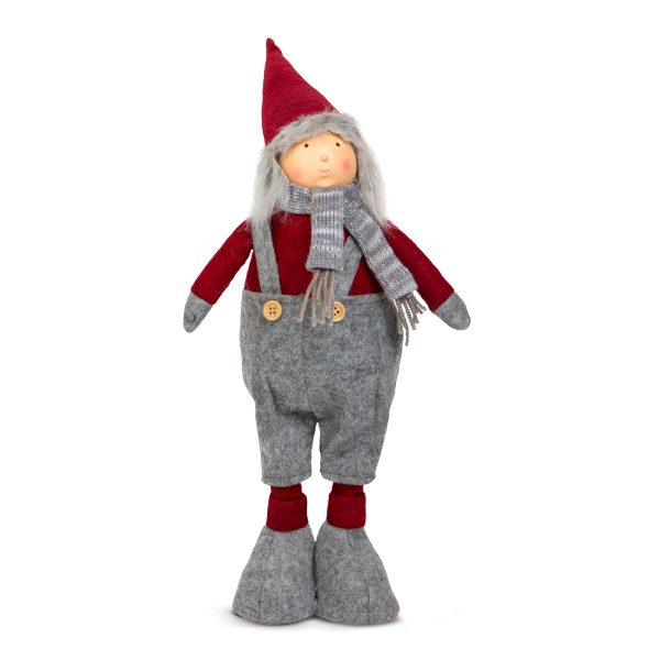 Karácsonyi textil manó figura - teleszkópos lábbal - 40 - 60 cm    Family 58367A