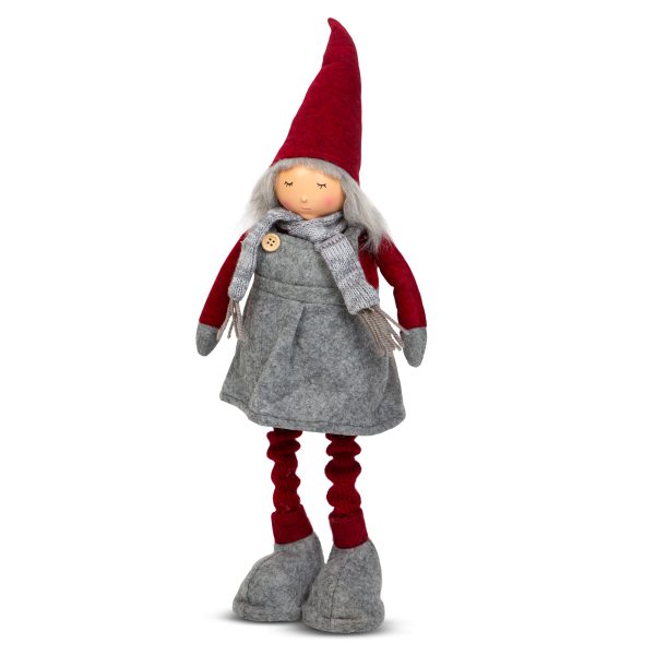 Karácsonyi textil manó figura - teleszkópos lábbal - 40 - 60 cm    Family 58367B