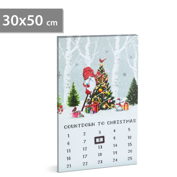 LED-es fali kép - kalendárium - 3 melegfehér LED - 30 x 50 cm    Family 58466