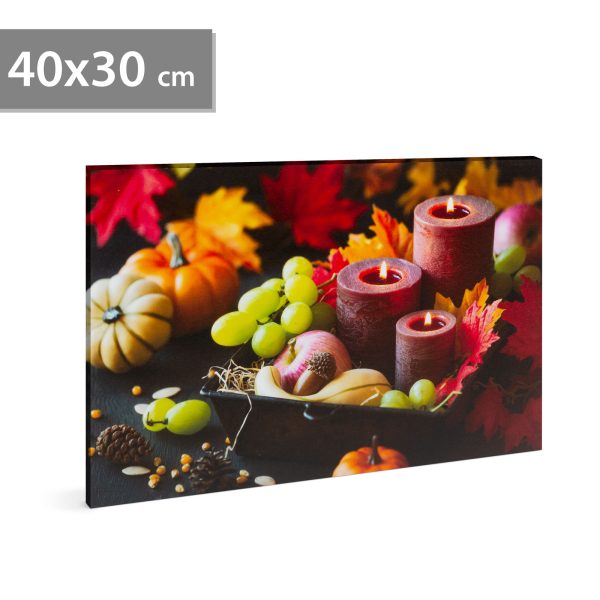 LED-es fali hangulatkép - gyertyák -  2 x AA, 40 x 30 cm    Family 58501