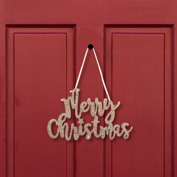 Karácsonyi dekoráció - "Merry Christmas" felirat - 20 x 12 cm - arany    Family 58541A