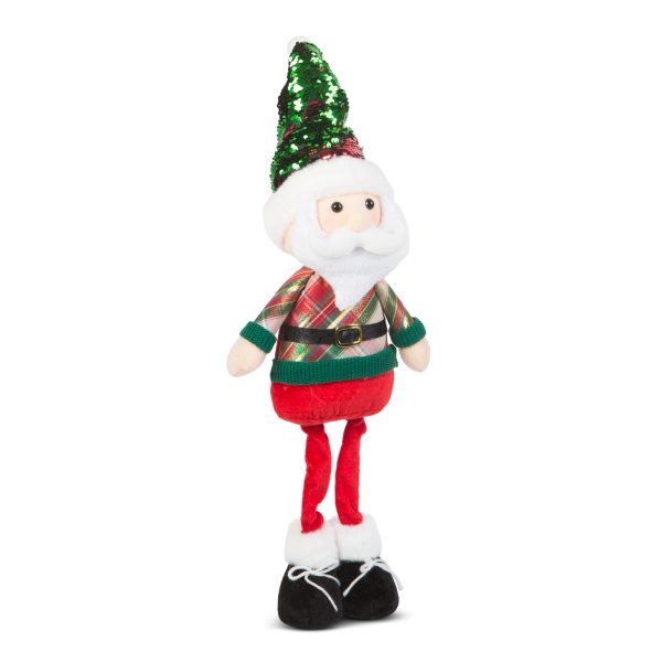 Karácsonyi textil manó figura - mikulás - teleszkópos lábbal - 95 x 25 x 20 cm    Family 58759A