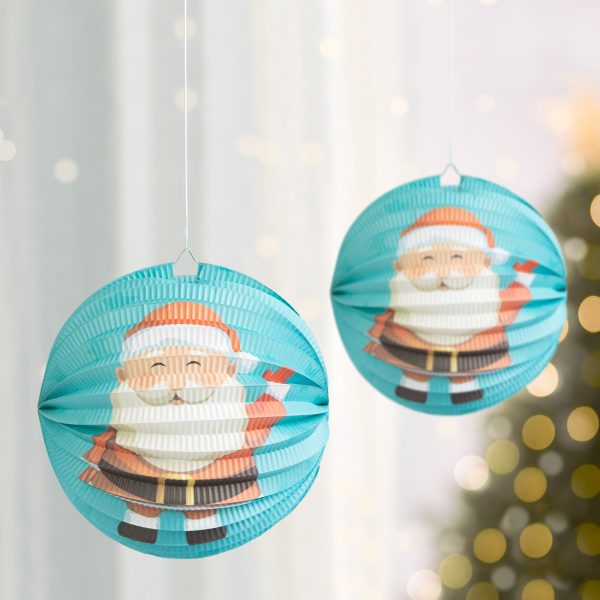 Karácsonyi lampion - Mikulás mintával - 25 cm    Family 58765A