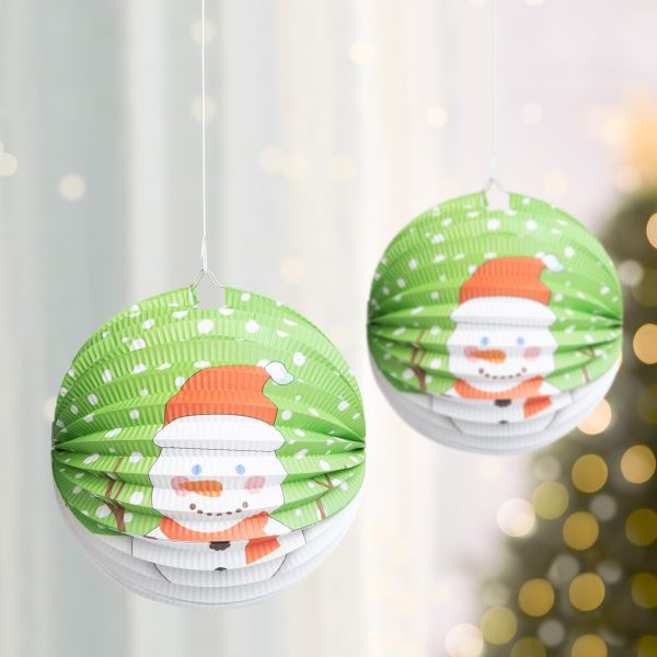 Karácsonyi lampion - Hóember mintával - 25 cm    Family 58765B