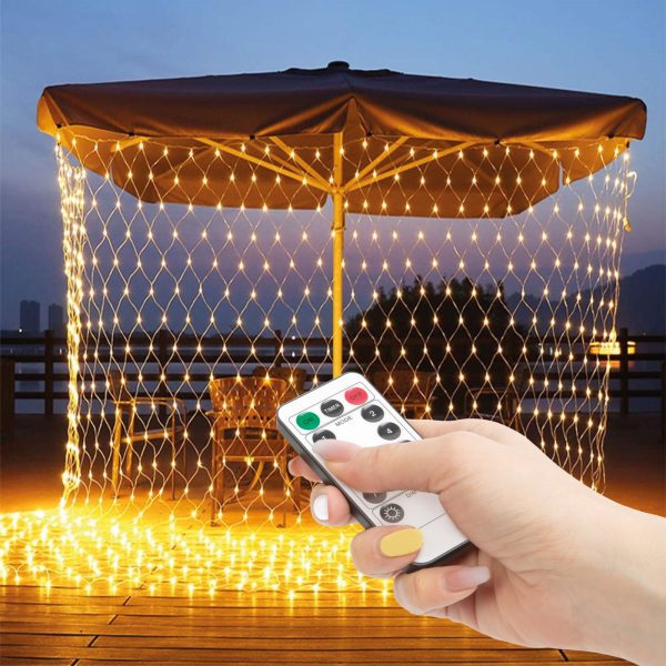 LED-es fényháló - 190 db melegfehér LED-del - 3 x 2 m - 230V - távirányítós    Family 58909A