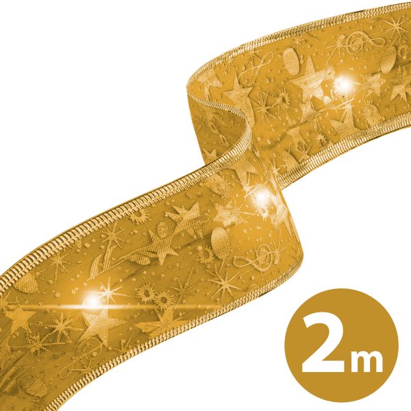 Karácsonyi LED-es szalag - arany - 2 m x 5 cm - 2 x AA    Family 58933B