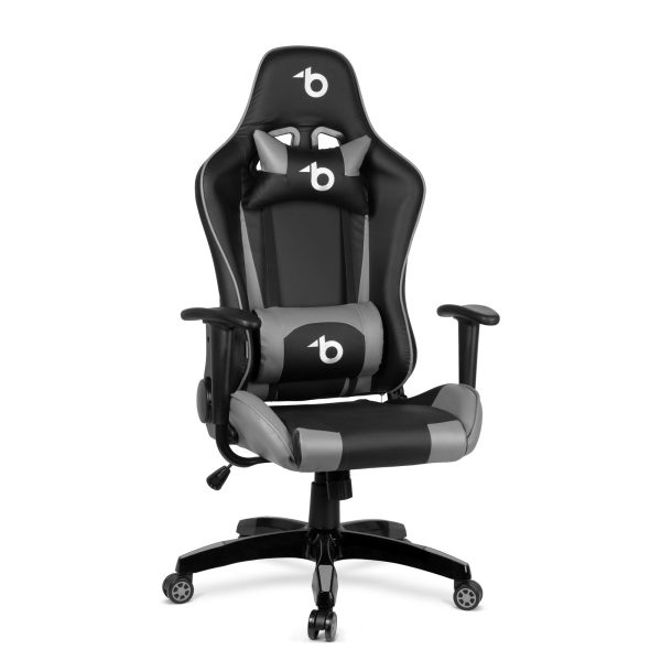 Gamer szék - derékpárnával, fejpárnával - szürke    BeMaDa BMD1106GY