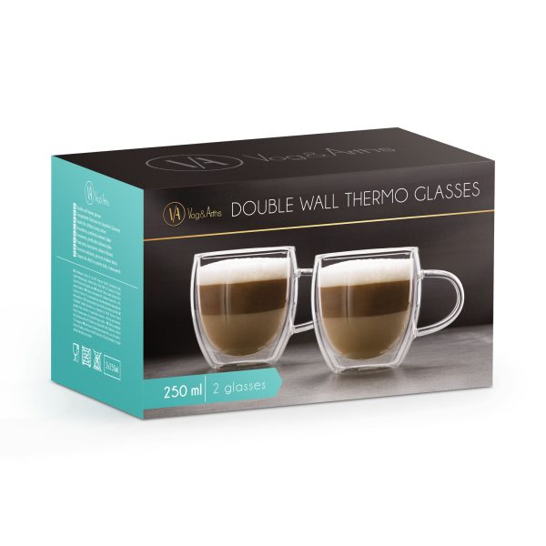 Duplafalú cappuccino üveg csésze - 250 ml - 2 db / doboz    Vog und Arths 57176B - Image 2