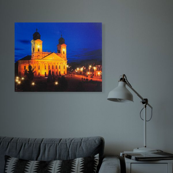 LED-es fali hangulatkép - "Nagytemplom Debrecen" -  3 x AA, 38 x 48 cm    Family 58018K - Image 2