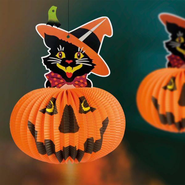 Halloween-i tökös lampion - macskával - akasztható - 26 cm    Family 58137A - Image 2