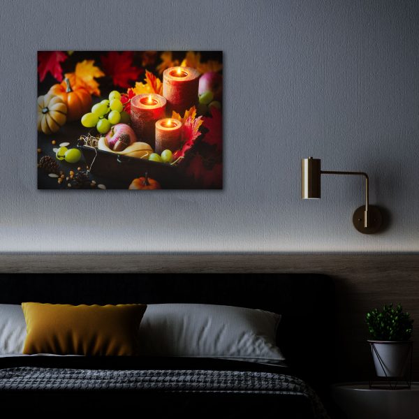 LED-es fali hangulatkép - gyertyák -  2 x AA, 40 x 30 cm    Family 58501 - Image 2