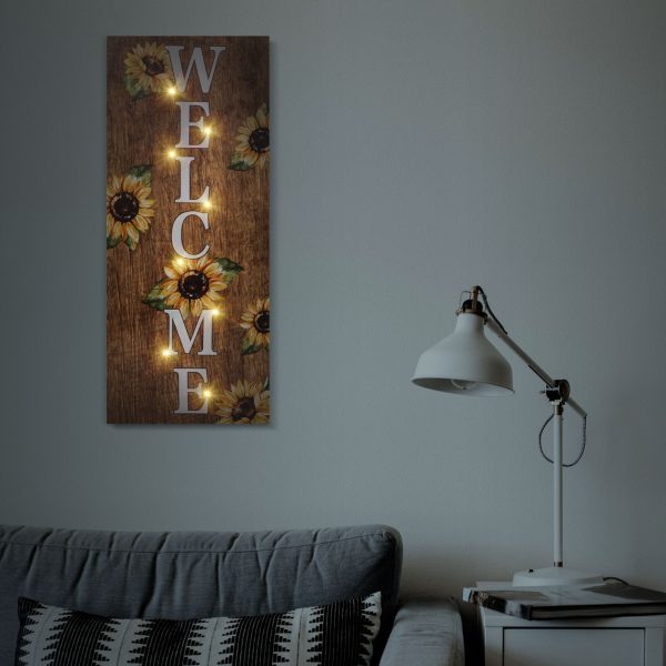LED-es hangulatkép - "Welcome" - fali akasztóval, 2 x AA, 30 x 70 cm    Family 58503 - Image 2