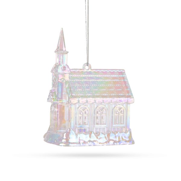Karácsonyi dísz - irizáló, akril templom - 75 x 100 x 60 mm    Family 58516 - Image 2