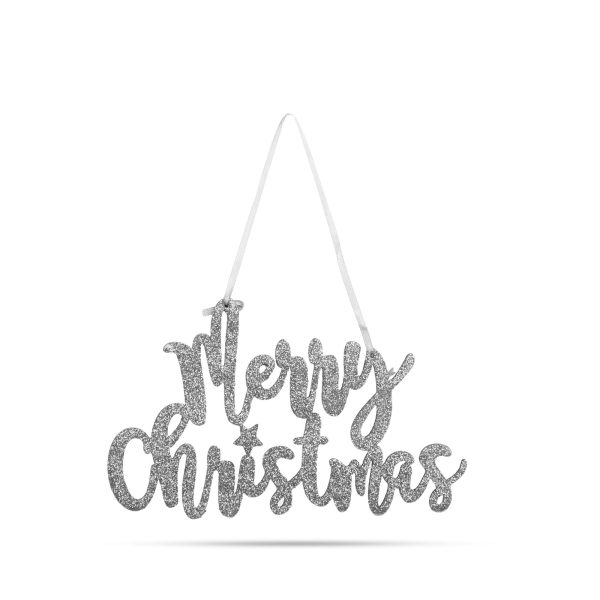 Karácsonyi dekoráció - "Merry Christmas" felirat - 20 x 12 cm - ezüst    Family 58541B - Image 2