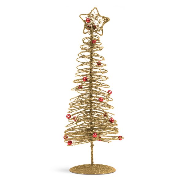 Karácsonyi, glitteres, fém karácsonyfa - 28 cm - arany    Family 58622B - Image 2