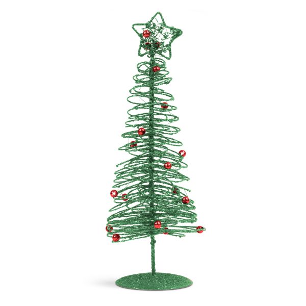 Karácsonyi, glitteres, fém karácsonyfa - 28 cm - zöld    Family 58622D - Image 2