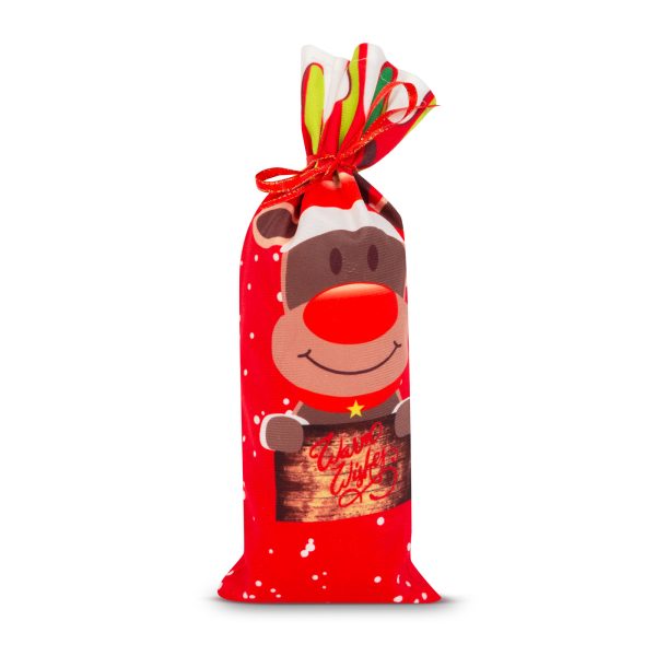 Karácsonyi italos üveg tartó szalaggal - rénszarvas - poliészter - 32 x 12,5 cm    Family 58727C - Image 2