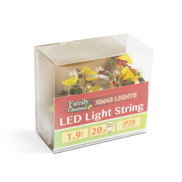 LED fényfüzér - csengettyű - 2,2 m - 20 LED - melegfehér - 2 x AA    Family 58925 - Image 2