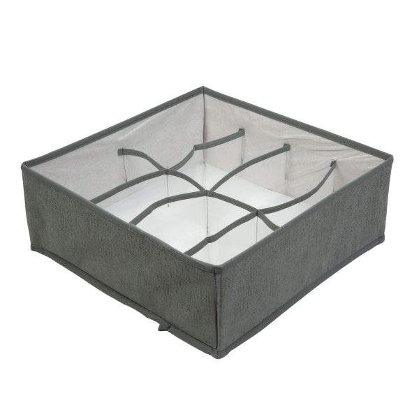Szövet tárolódoboz - 32 x 32 x 12 cm - 8 zseb - szürke    Bewello BW2078 - Image 2