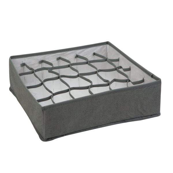 Szövet tárolódoboz - 32 x 32 x 10 cm - 24 zseb - szürke    Bewello BW2080 - Image 2
