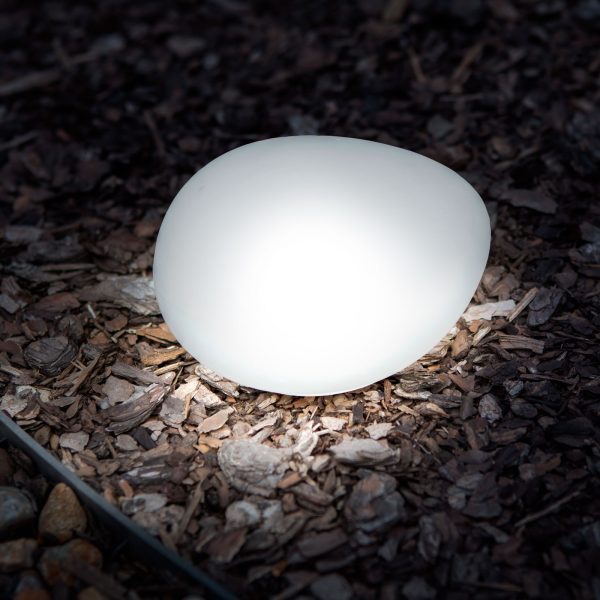 Leszúrható szolár lámpa - kavics forma - matt üveg - 165 x 142 x 115 mm - melegfehér LED    Garden of Eden 11768 - Image 3