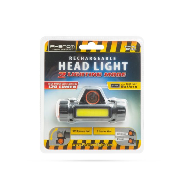 COB+SMD LED-es fejlámpa - akkumulátorral    Phenom 18616B - Image 3
