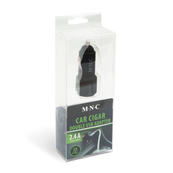 Autós szivargyújtó adapter - 2 x USB aljzattal - 2,4 A - Fekete    MNC 54931BK - Image 3