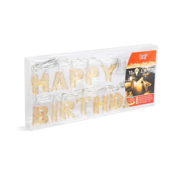 Születésnapi LED-es fényfüzér - "Happy Birthday" - 13 LED - 2 x AA - 2 m    Family 56529B - Image 3