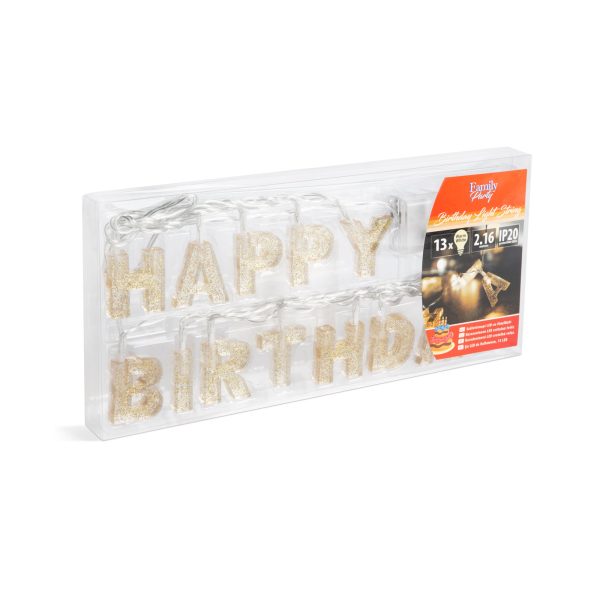Születésnapi LED-es fényfüzér - "Happy Birthday" - 13 LED - 2 x AA - 2 m    Family 56529C - Image 3