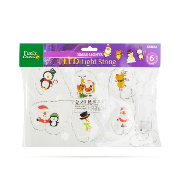 Karácsonyi LED-es fényfüzér - gél ablakmatrica - 6 LED - 2 x AA    Family 58568B - Image 3