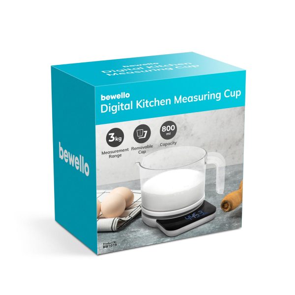 Digitális konyhai mérőkancsó - 2 x AAA - 800 ml    Bewello BW1019 - Image 3