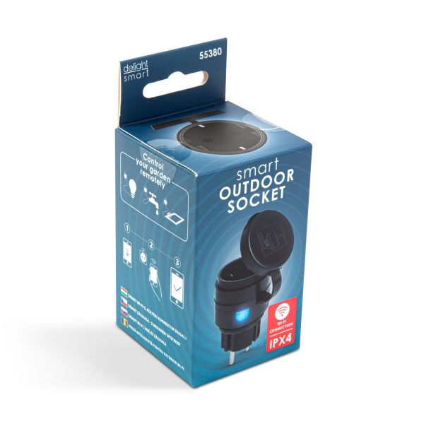 Smart Wi-Fi-s, kültéri konnektor dugalj - IPX4 - Amazon Alexa, Google Home, Siri, IFTTT    Delight 55380 - Image 4