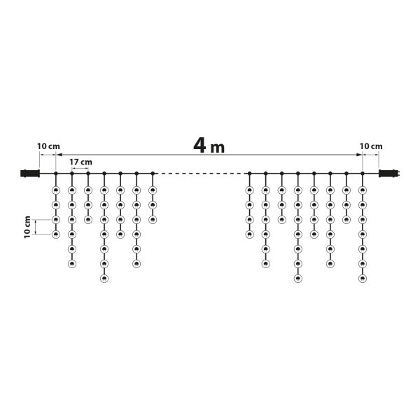 Fényfüggöny - 200 db LED - középfehér - hálózati - IP44 - 4,2 m - 8 program    Family 58901C - Image 5