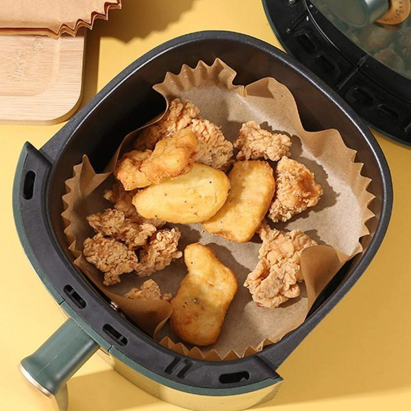 Air fryer sütőpapír - olaj nélküli sütőhöz - négyzet - 23 cm - 50 db / csomag    Bewello BW1020B - Image 5