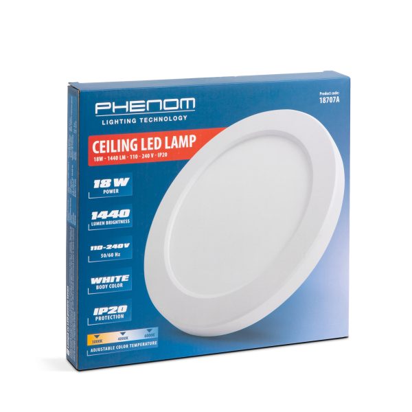 Mennyezeti LED Lámpa - 18W - 1440 lm - 110 - 240 V - IP20    Phenom 18707A - Image 6