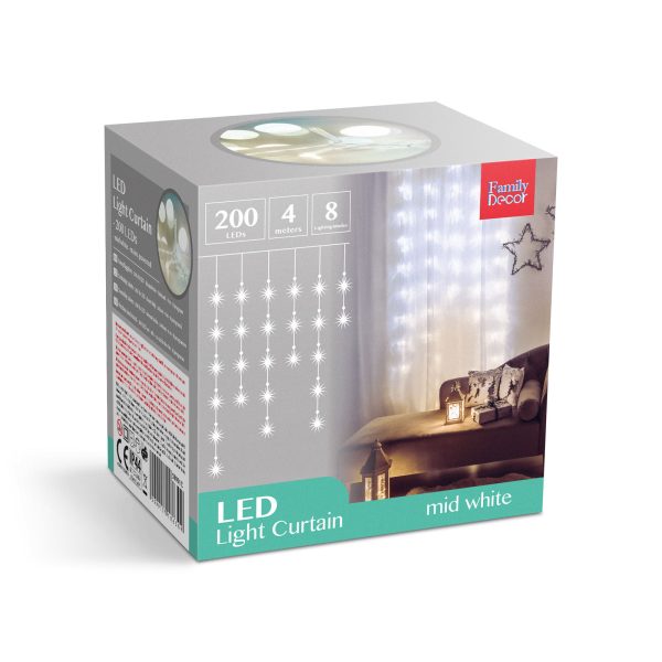 Fényfüggöny - 200 db LED - középfehér - hálózati - IP44 - 4,2 m - 8 program    Family 58901C - Image 6