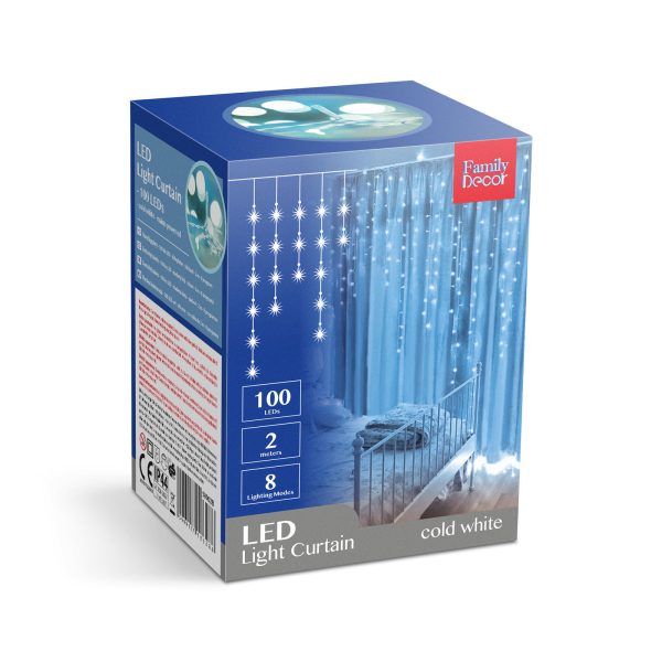 Fényfüggöny - 100 db LED - hidegfehér - hálózati - IP44 - 2,2 m - 8 program    Family 58902B - Image 6